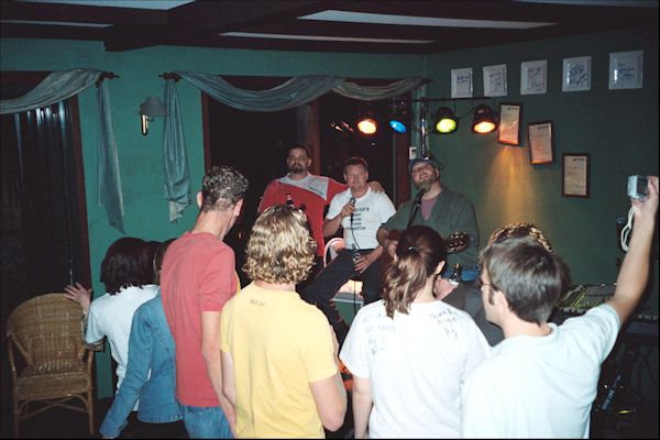 Merv Ray and Ian on stage at the Gloucester Motel Pemberton.