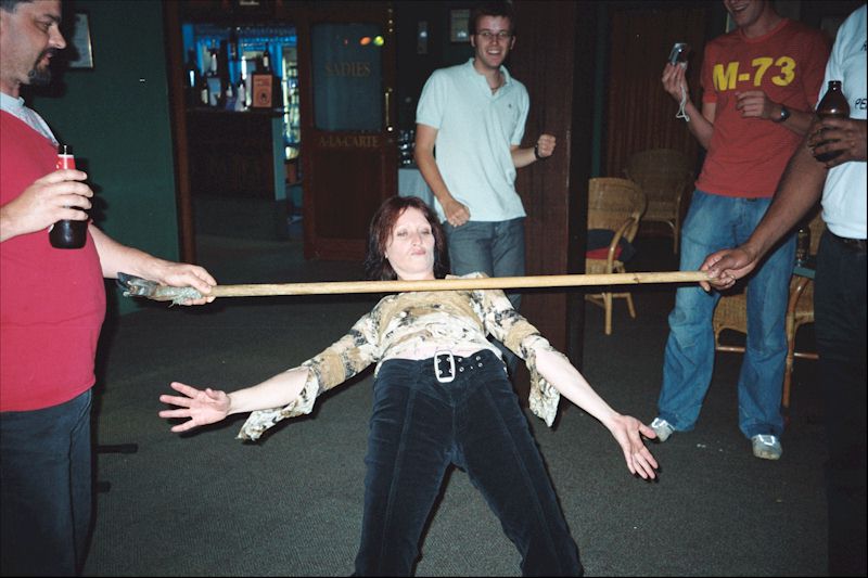 Kelly doing the limbo dance at The Gloucester Motel - Pemberton accommodations.