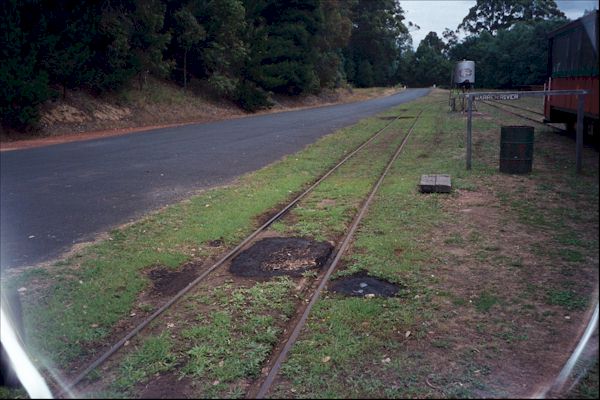 Large oil stain in the Pemberton Rail Yard. Tramway forest tours photographs.