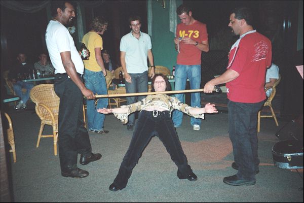 Limbo dancers in Gloucester Motel - Pemberton Hotels. Western Australia photos.