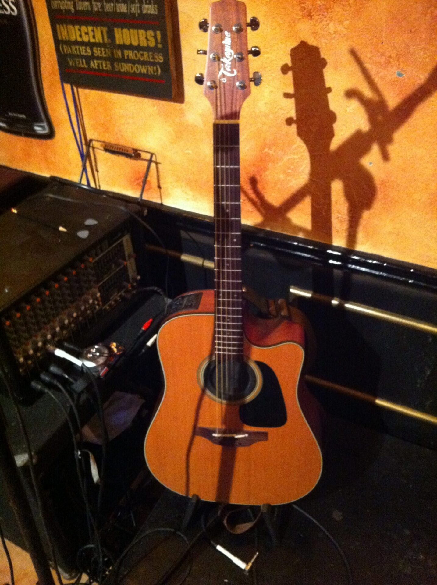 My Takamine Pro Series 1 P1DC on stage in Bermuda
