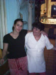 Maria and daughter tending bar and cooking at Maria's Taverna