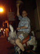 Ray on the donkey at Maria's Taverna in Minden Germany