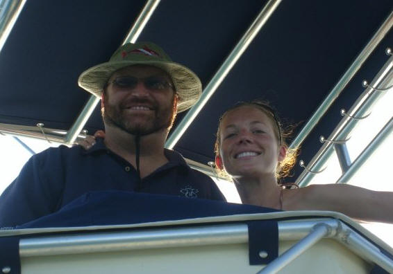 Ray and girlfriend, Claire, out boating.