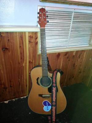 My guitar on stage at The Beach in Bermuda