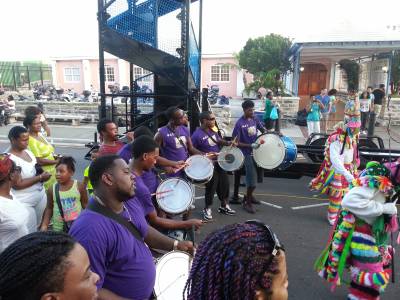 Gombey Evolution Troupe on Front Street in Hamilton, Bermuda.