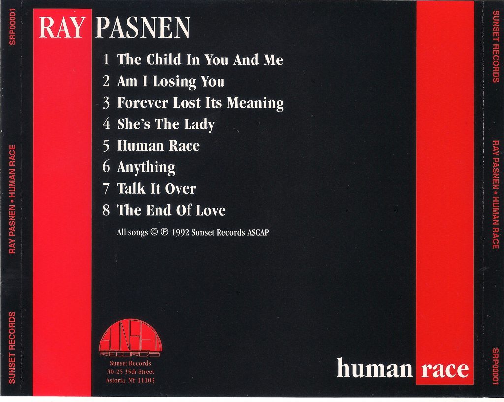 Back insert from 'Human Race' album by Ray Pasnen - 1992