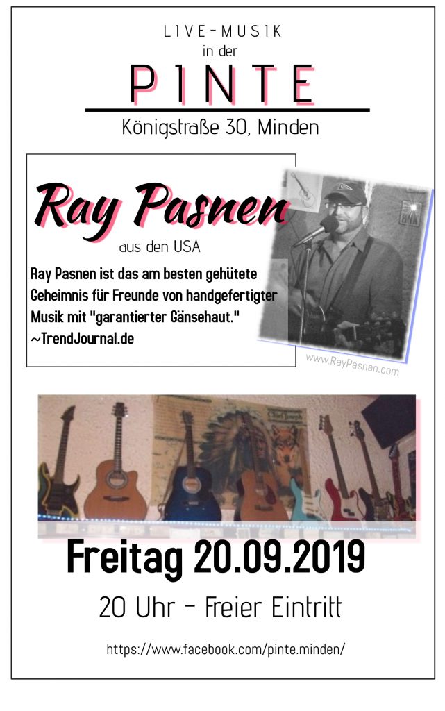 Ray Pasnen | Live in der Pinte 20.09.2019 - 20 Uhr - Freier Eintritt