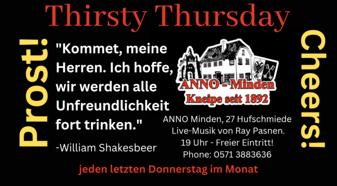 Thirsty Thursday @ ANNO – 26.06. – 19 Uhr