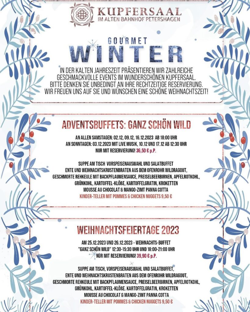 Gourmet Winter / Live-Musik Kupfersaal Petershagen