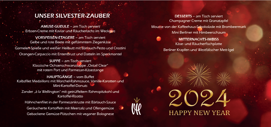 Menü für Silvester im Victoria Hotel in Minden mit Ray Pasnen.