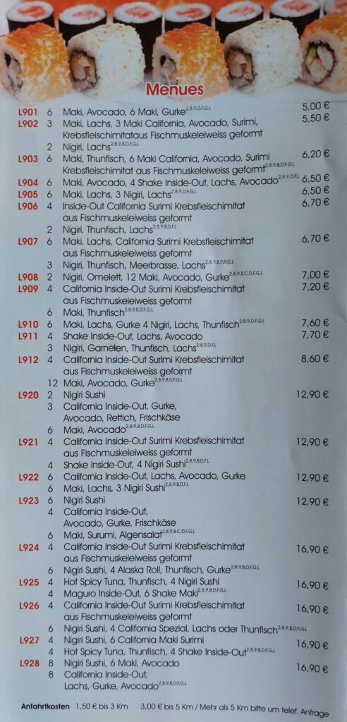 Sushi Menu Minden - Sushi-Karte - Orchidee China-Restaurant Minden Speisekarte MENU