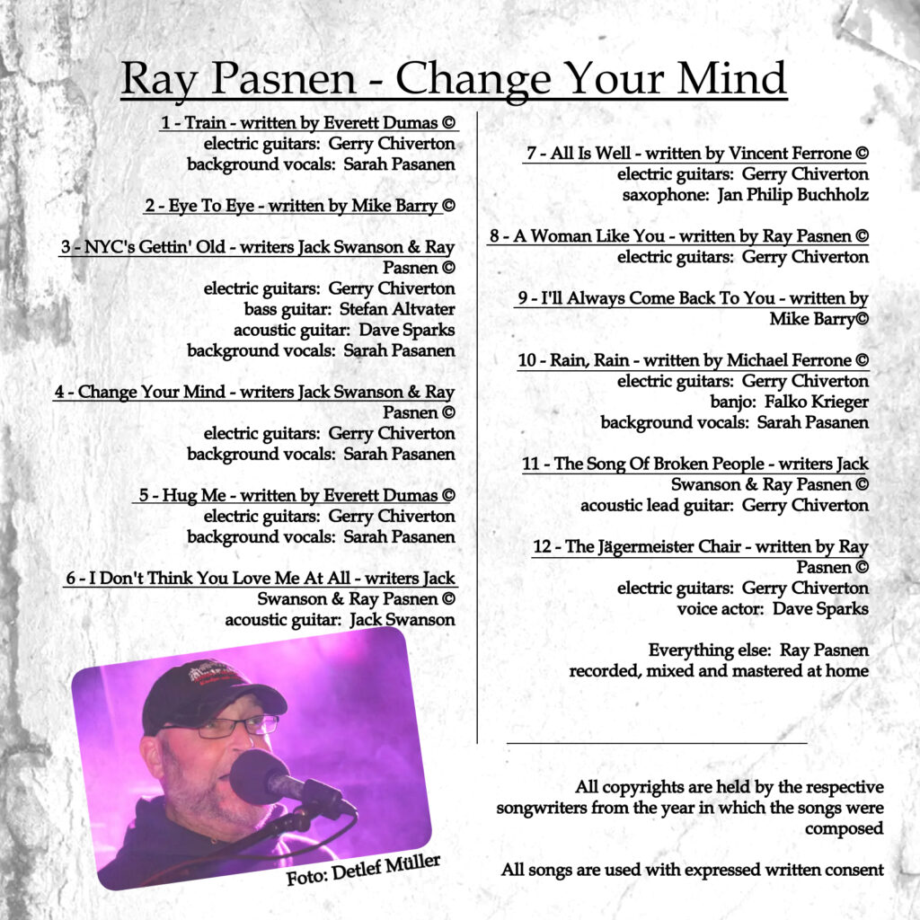 Ray Pasnen - Change Your Mind - back tray